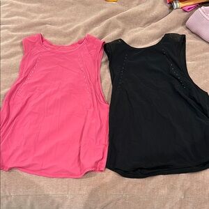 Lululemon Women's Pink and Black Sleeveless Tops